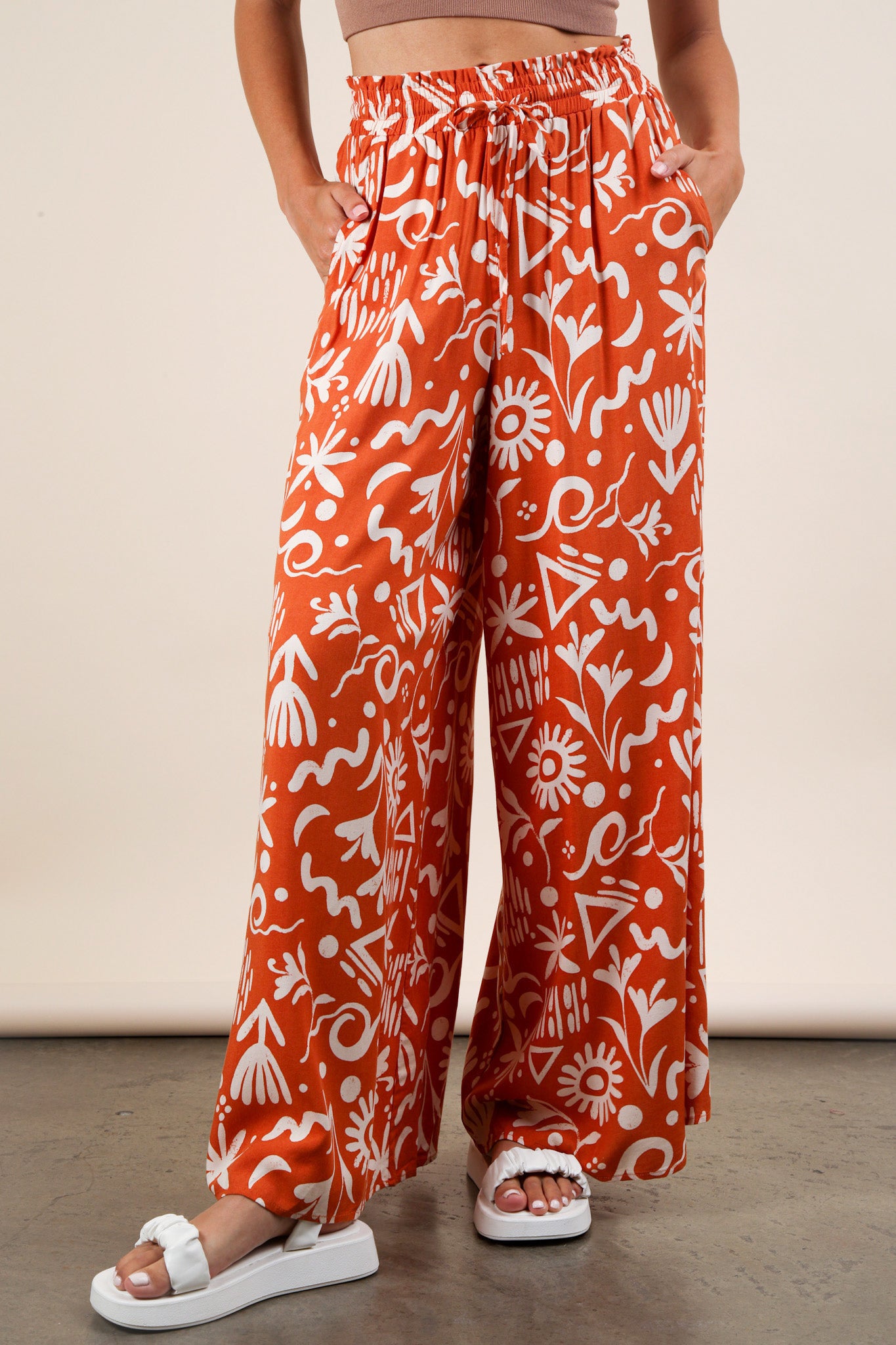 Printed Wide Leg Long Pant