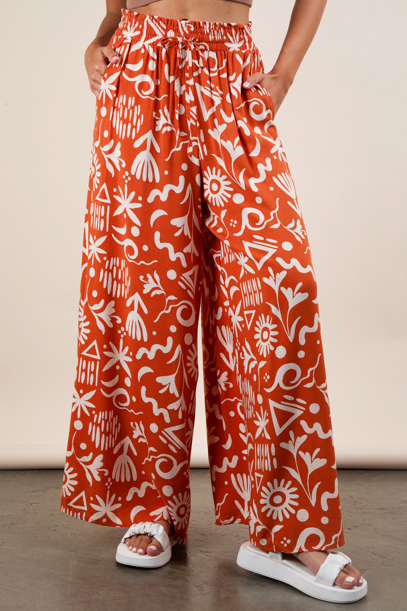 Printed Wide Leg Long Pant