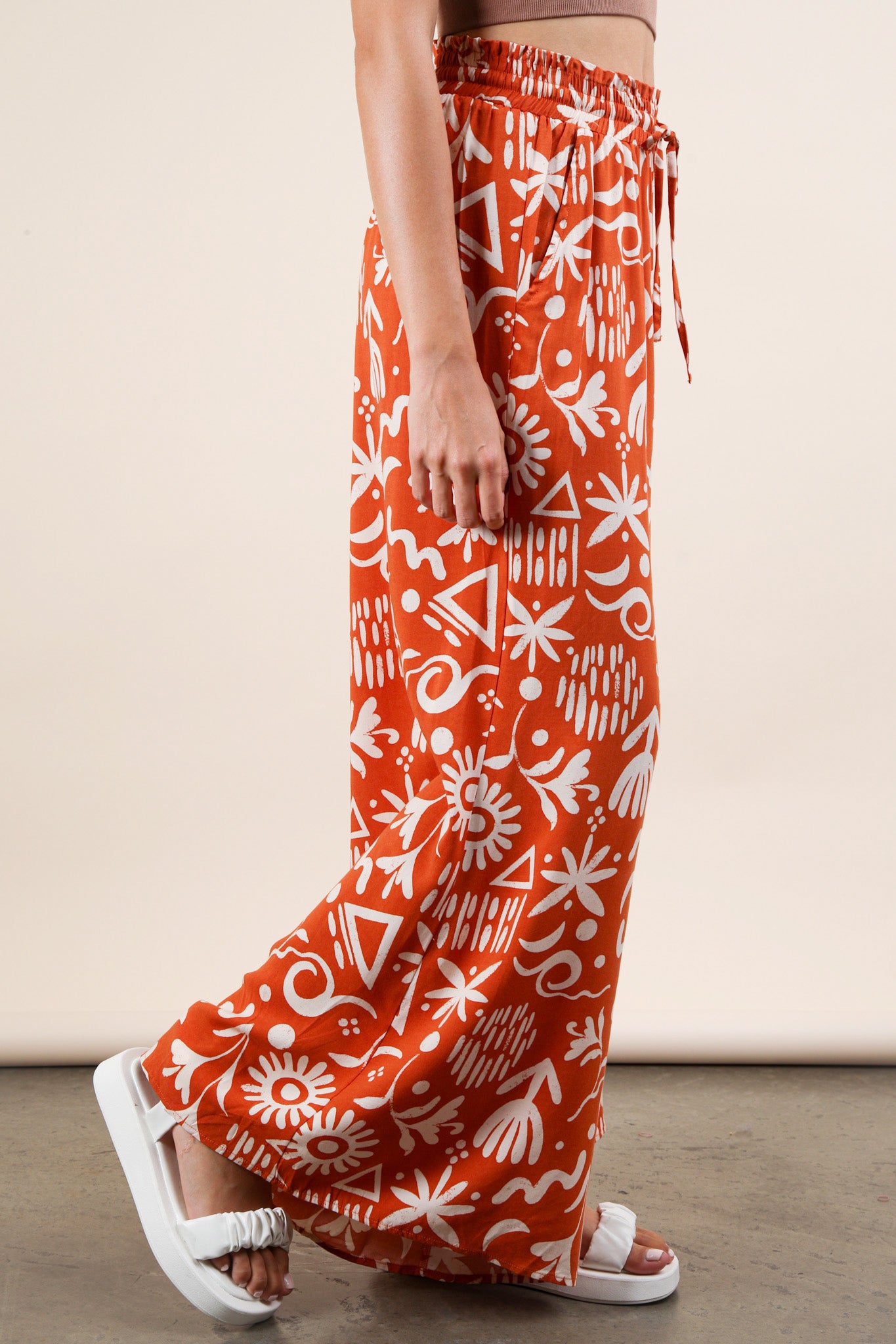 Printed Wide Leg Long Pant