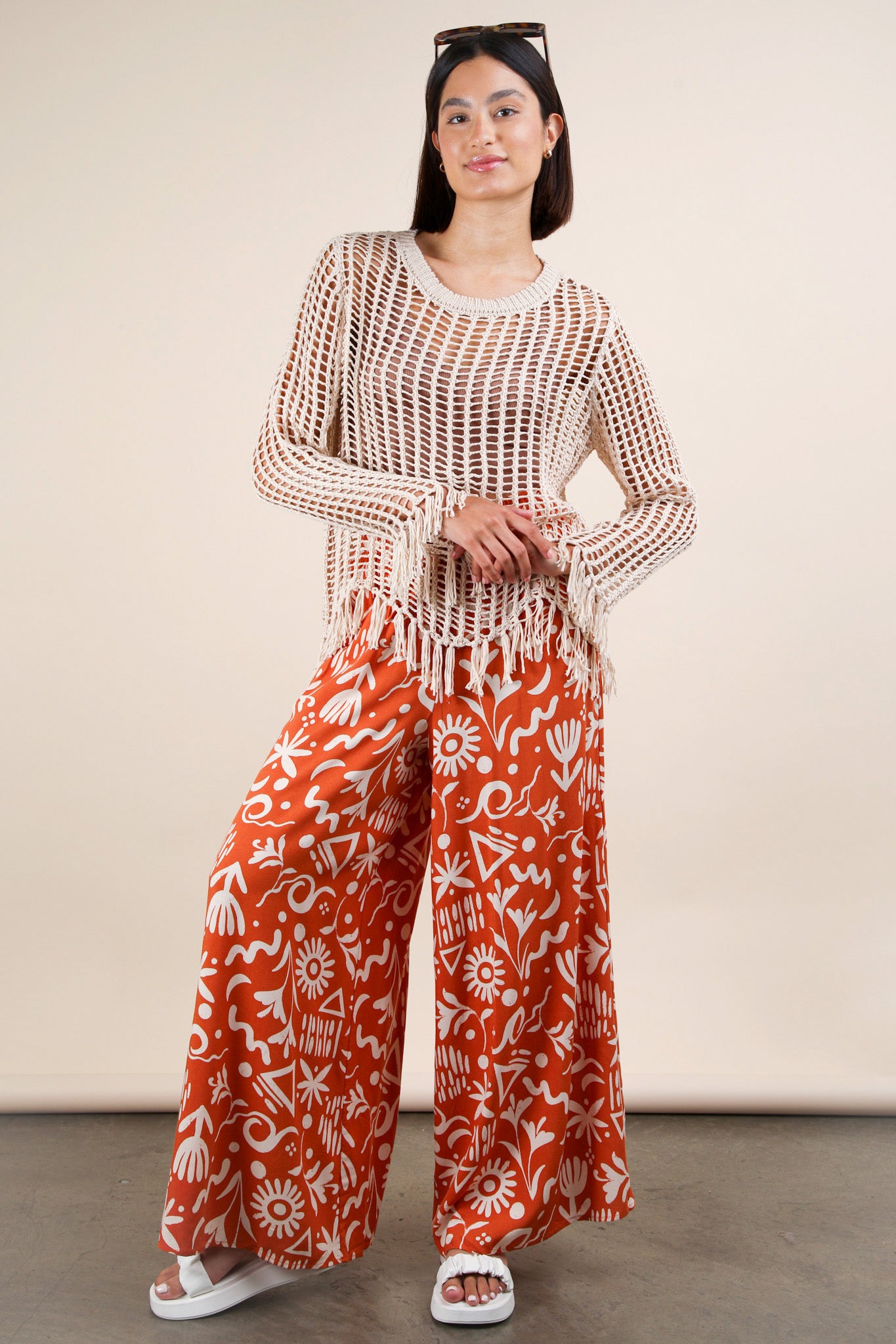 Printed Wide Leg Long Pant