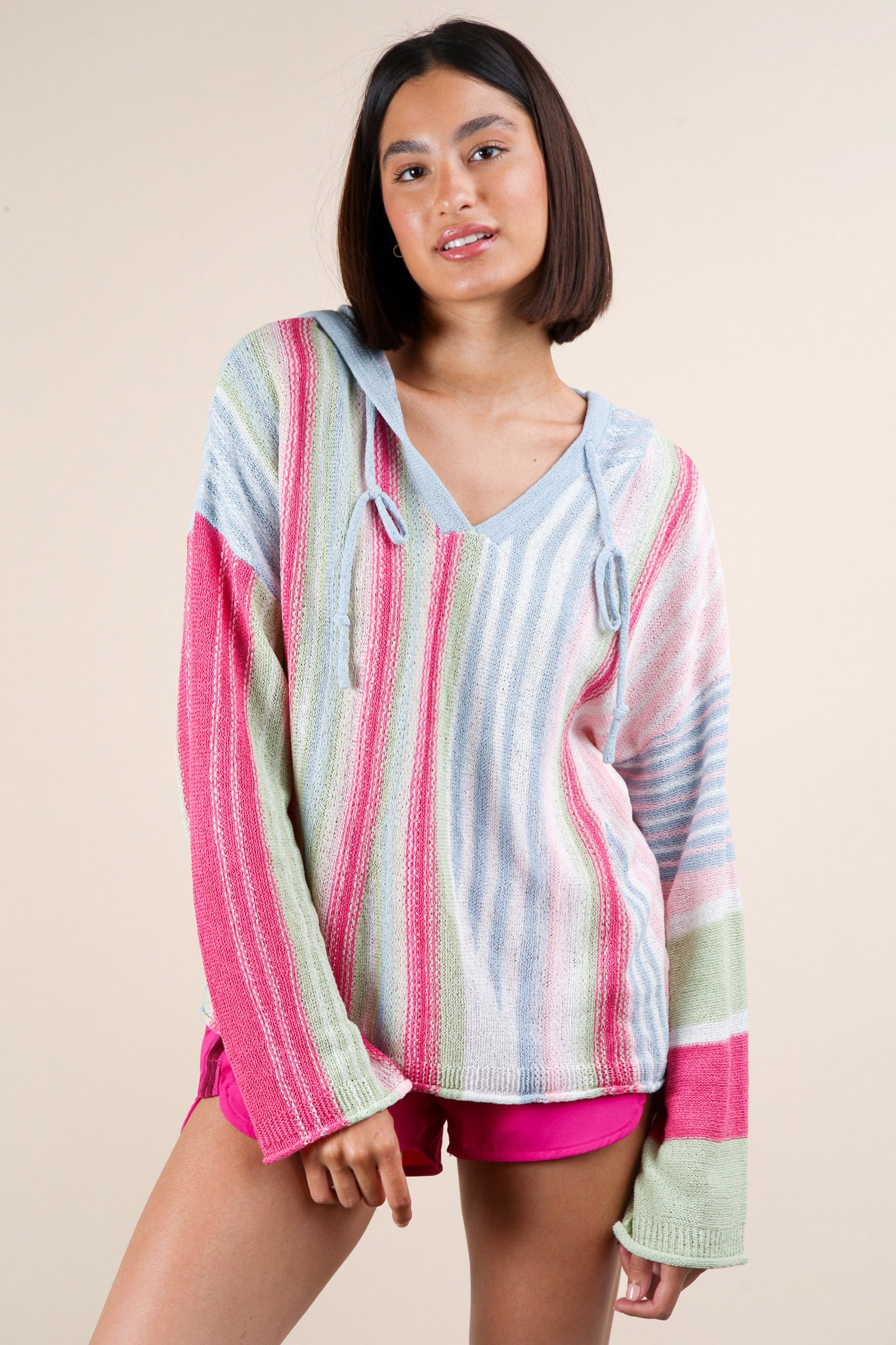 Bohemian Stripe Hoodie Sweater Top