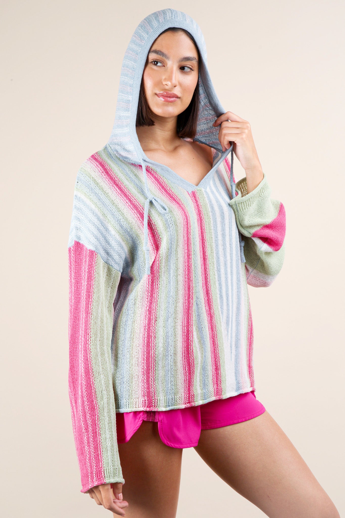 Bohemian Stripe Hoodie Sweater Top