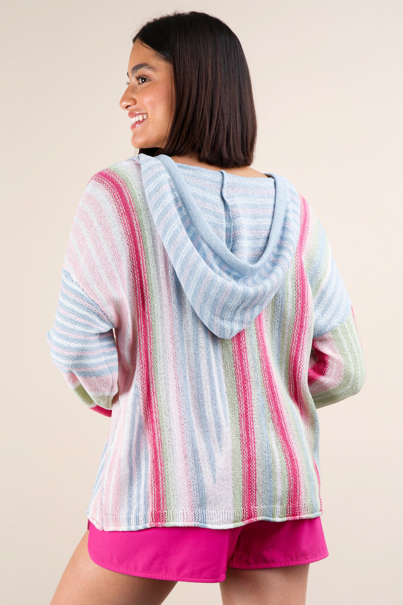 Bohemian Stripe Hoodie Sweater Top