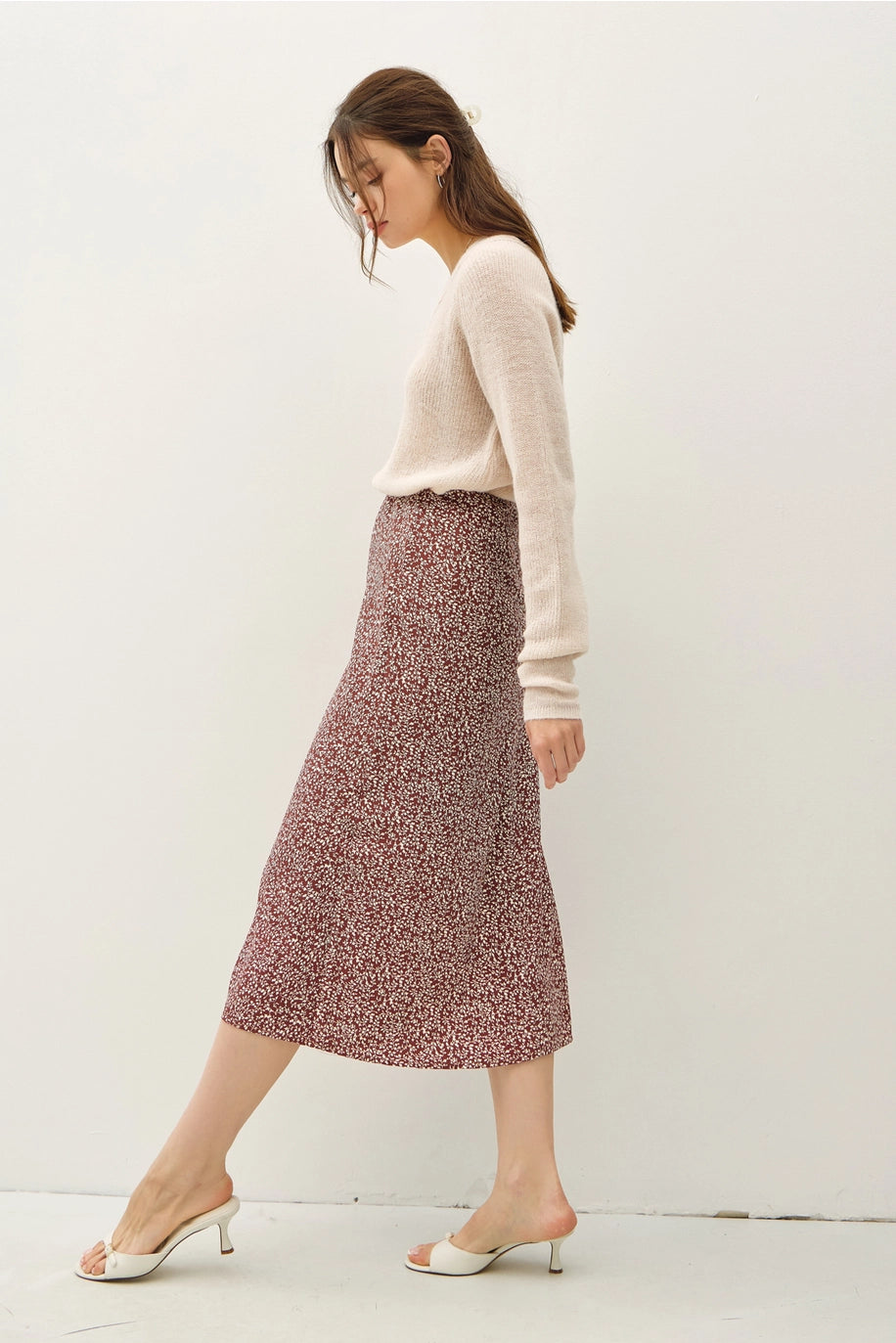 Print Midi Skirt with Elastic Waistband