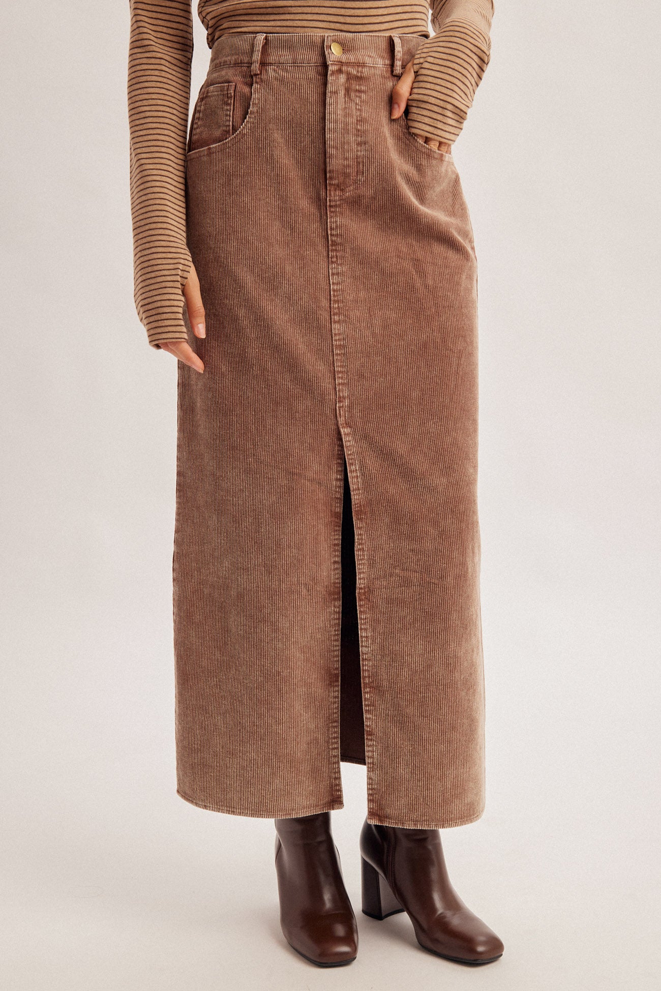 Snow Washed Corduroy Maxi Skirt