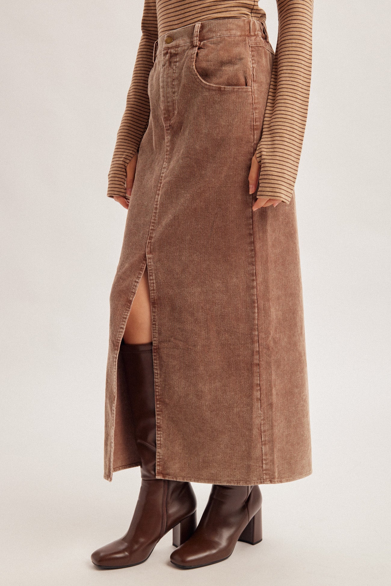 Snow Washed Corduroy Maxi Skirt