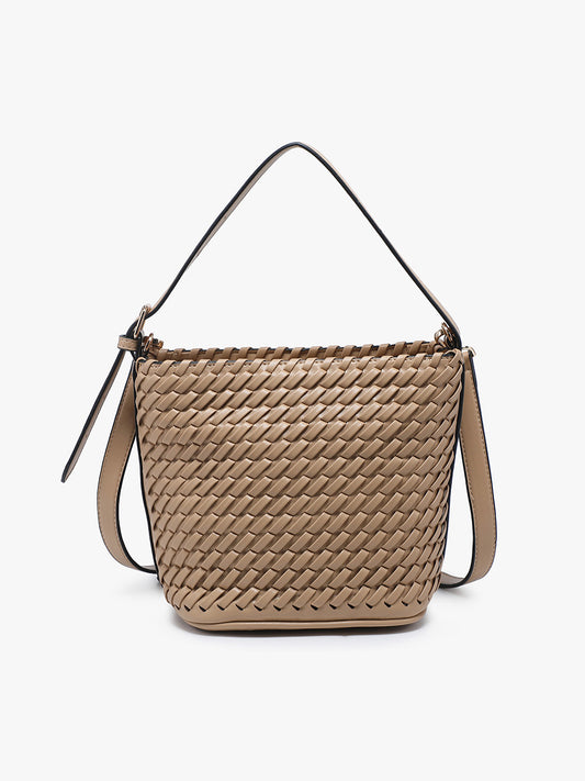 Emerson Diagonal Woven Bucket Bag w/ Crossbody Strap