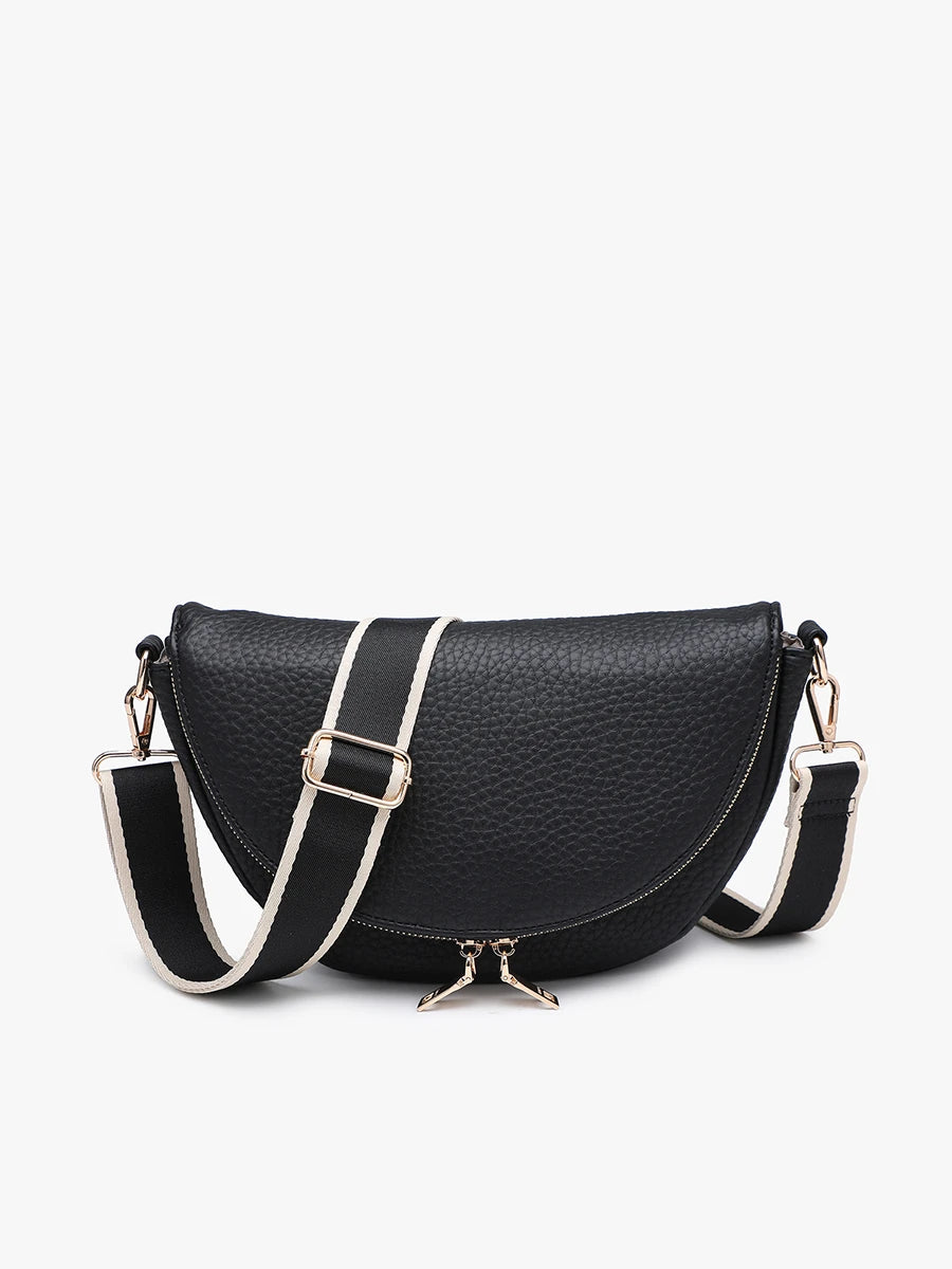 Alessandra Foldover Crescent Crossbody w/ Guitar Strap