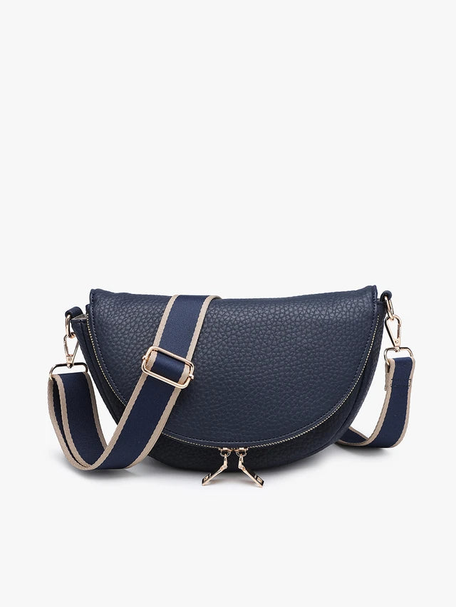 Alessandra Foldover Crescent Crossbody w/ Guitar Strap