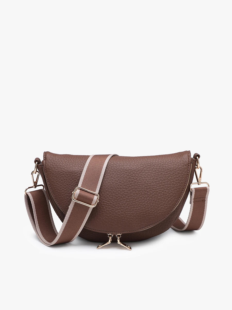 Alessandra Foldover Crescent Crossbody w/ Guitar Strap