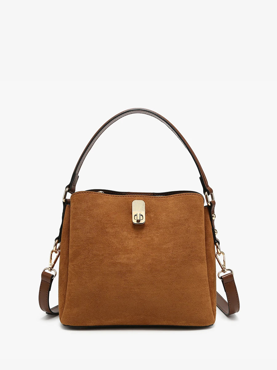 Allison Faux Suede Multi-Compartment Satchel