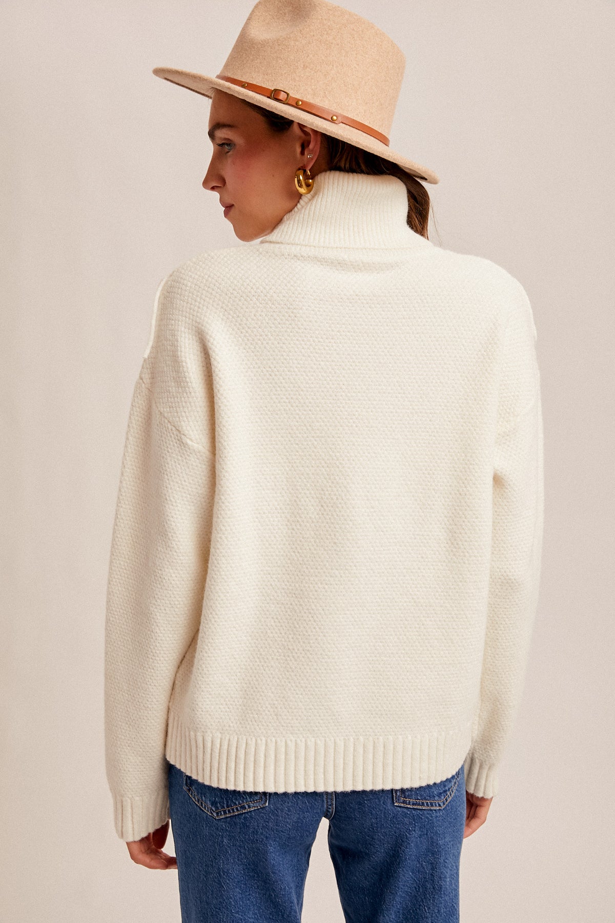 Fringe Detailed Mock Neck Sweater