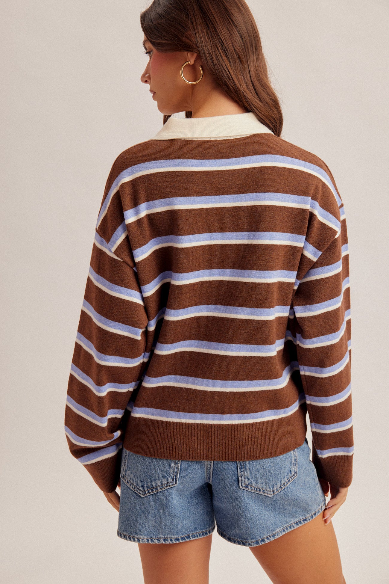 Collared Neck Striped Polo Shirt