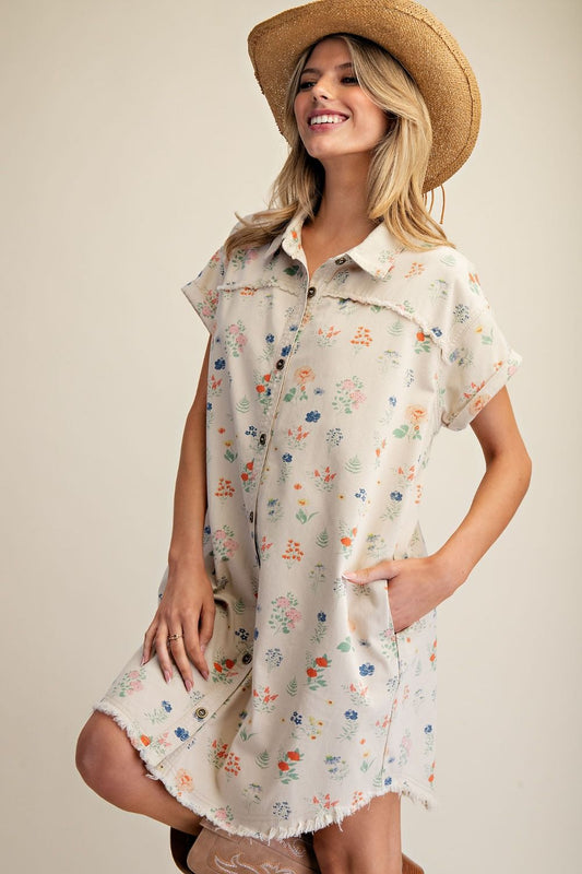 Soft Garden Button Dress