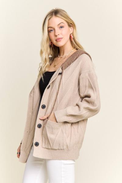 Knit Sweater Cardigan with Hoodie