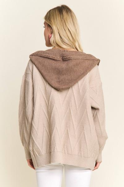 Knit Sweater Cardigan with Hoodie