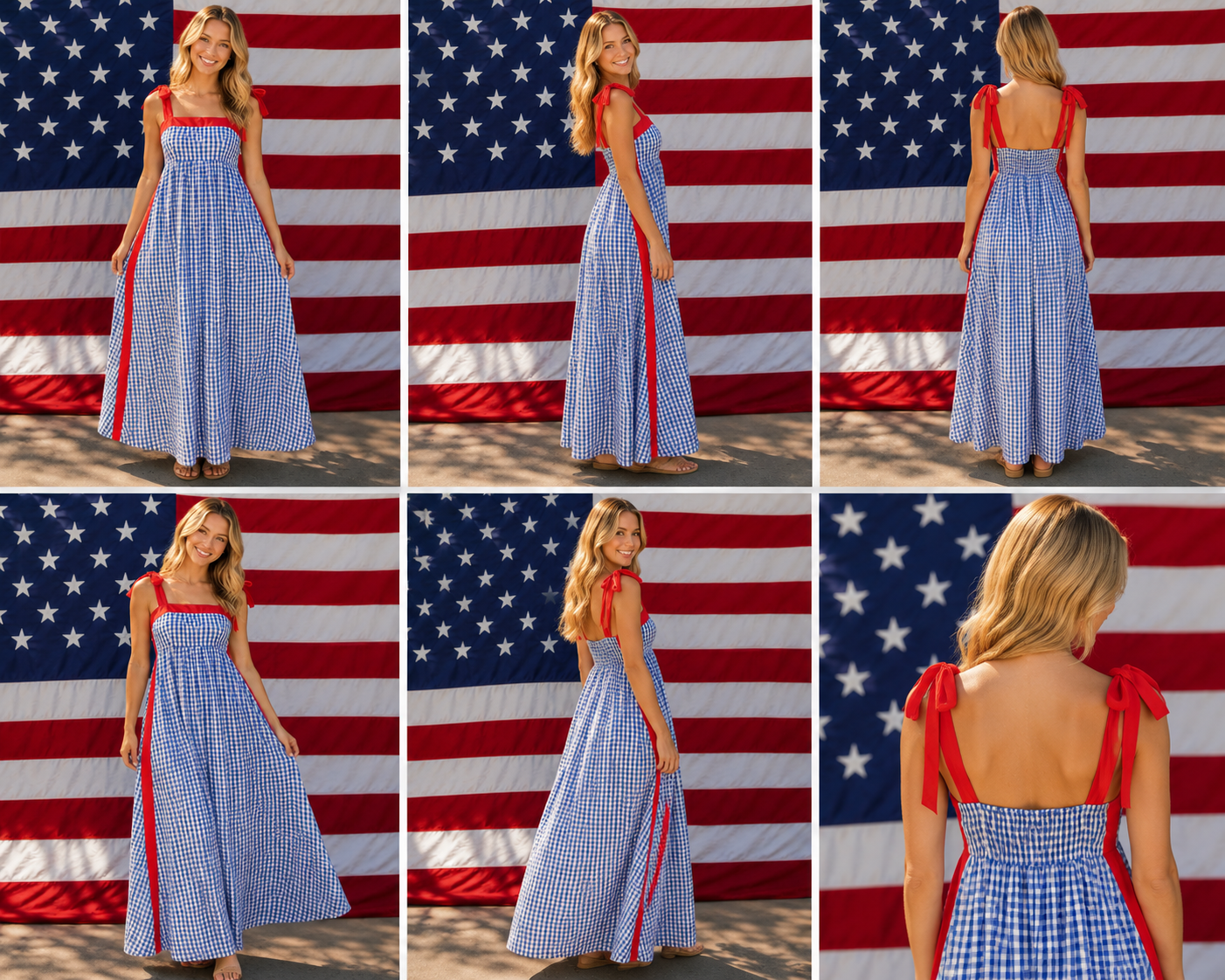 Gingham Sleeveless Midi Dress