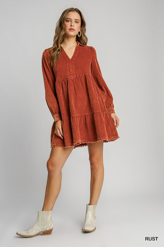 Mineral Wash Corduroy Dress