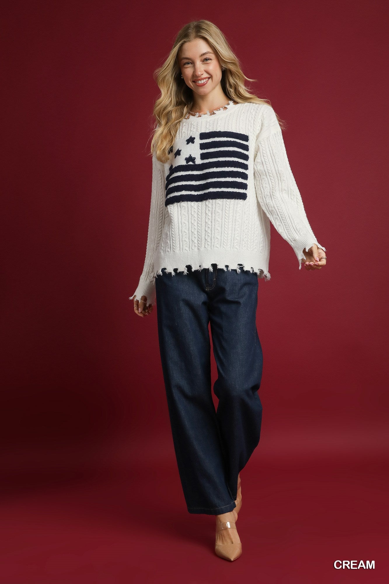 Distressed American Flag Sweater