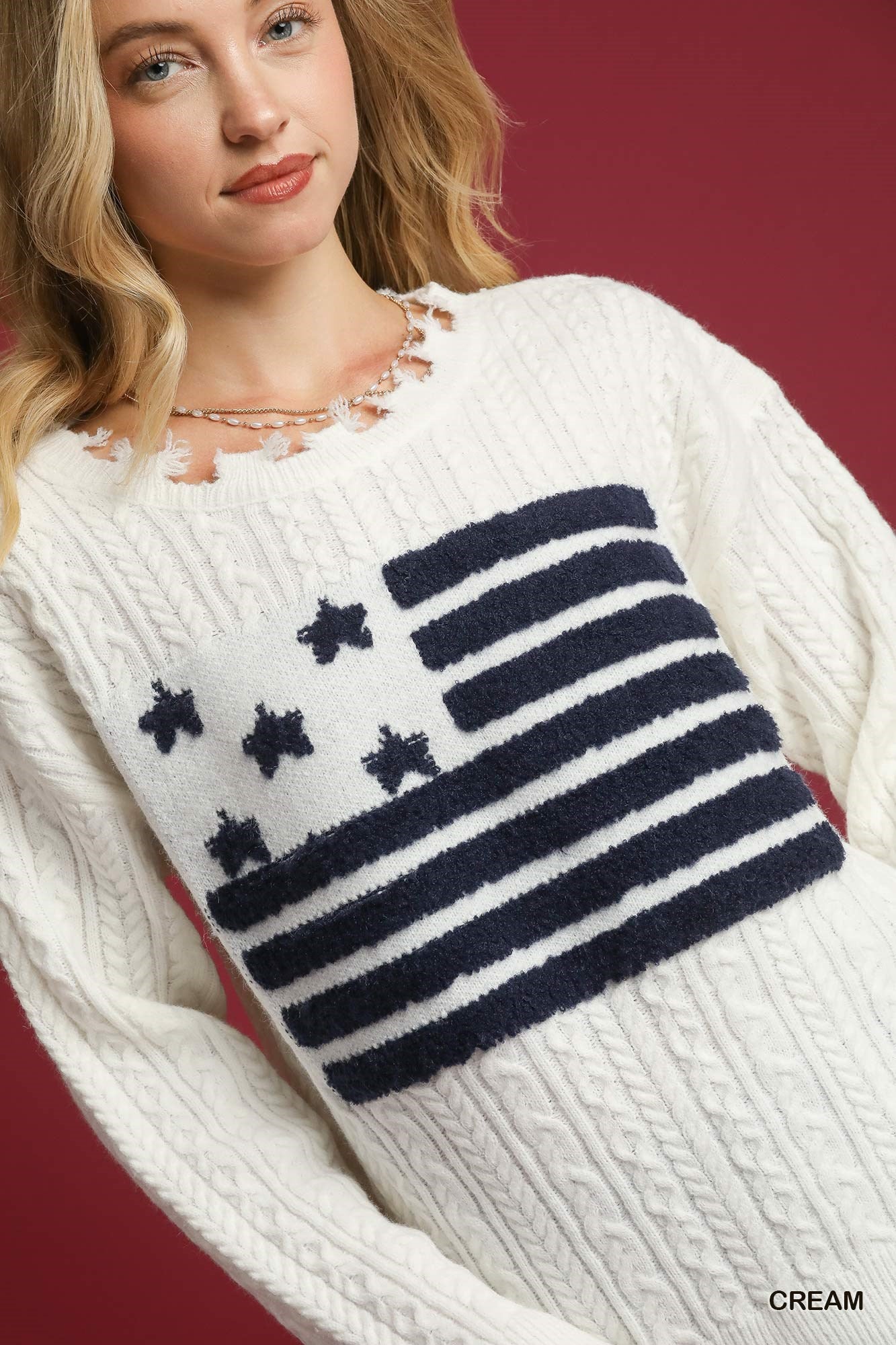 Distressed American Flag Sweater