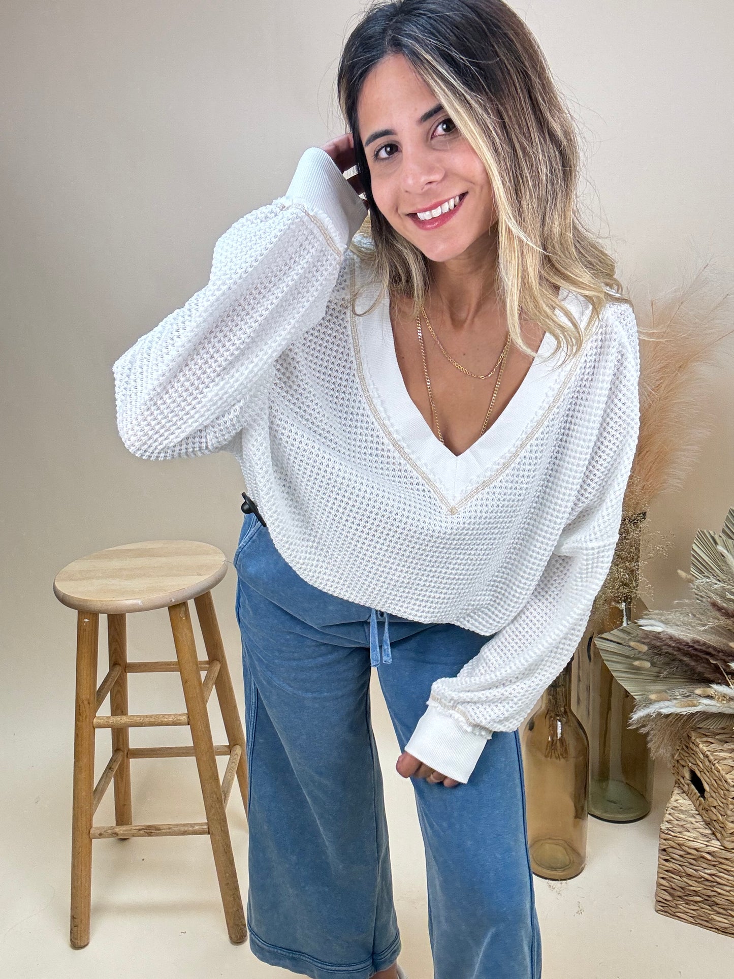 V-Neck Knit Sweater