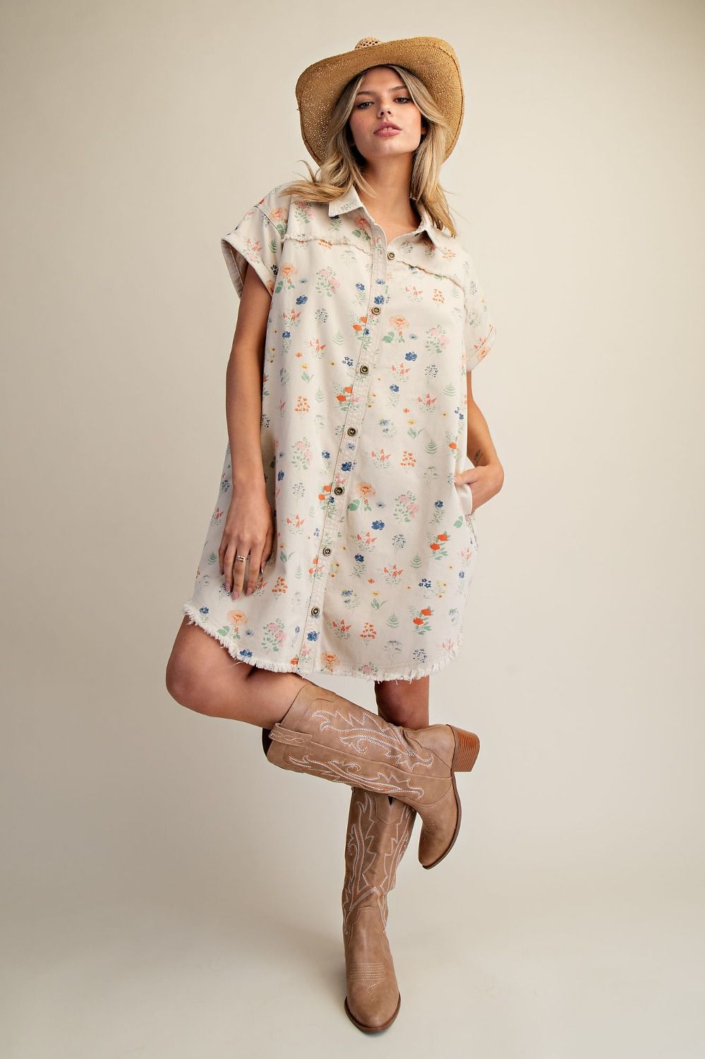 Soft Garden Button Dress