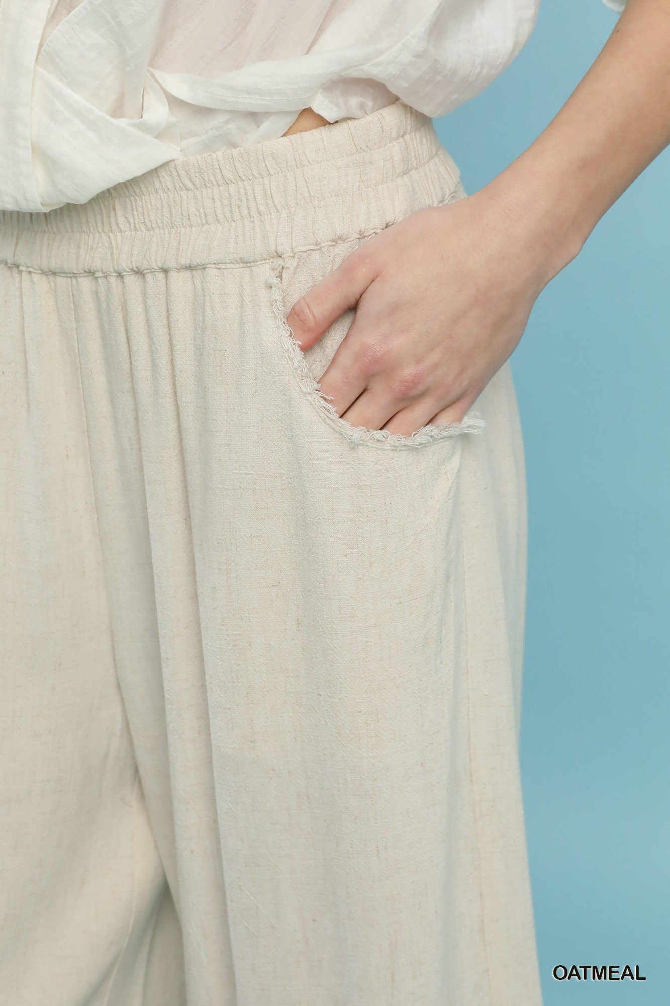 Lace Trim Fringe Hem Wide Leg Pants