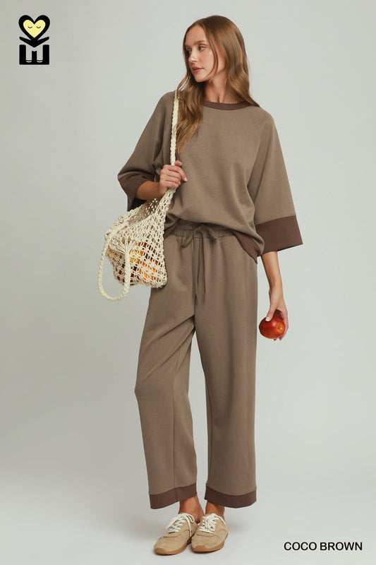 Modal & Tencel Colorblock Straight Pants