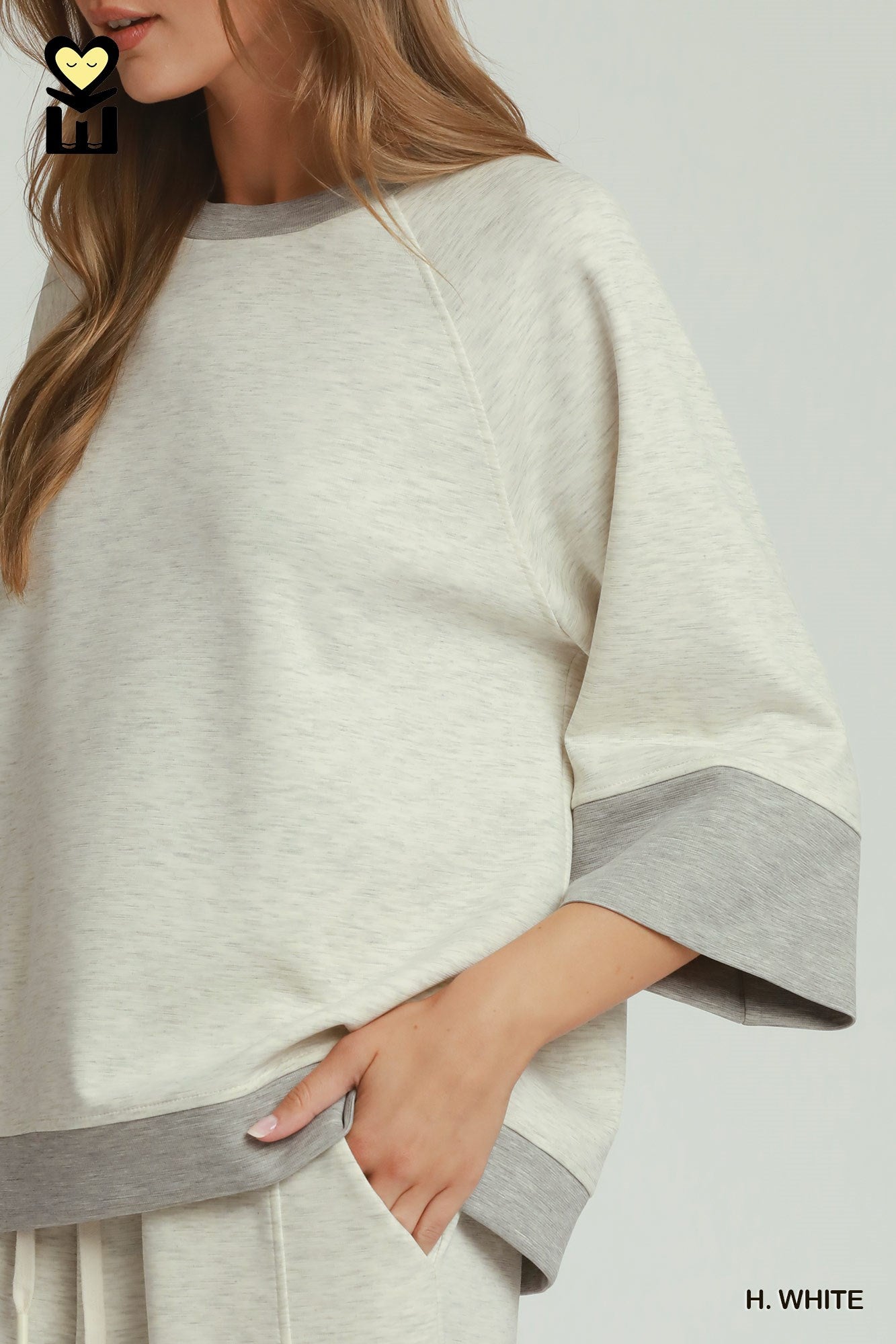 Cloudknit Modal & Tencel 3/4 Raglan Sleeve Colorblock Crewneck Top