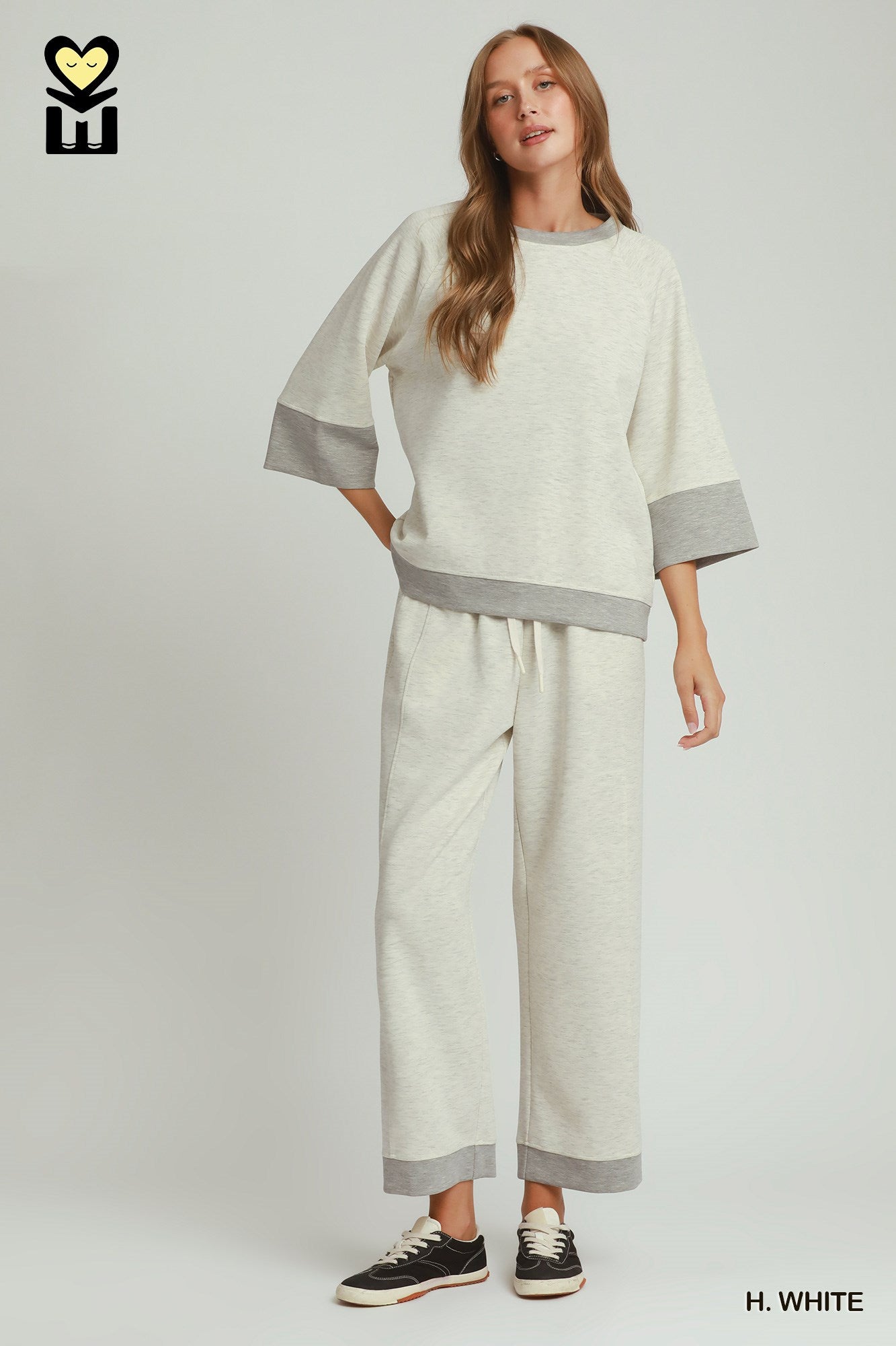 Cloudknit Modal & Tencel 3/4 Raglan Sleeve Colorblock Crewneck Top