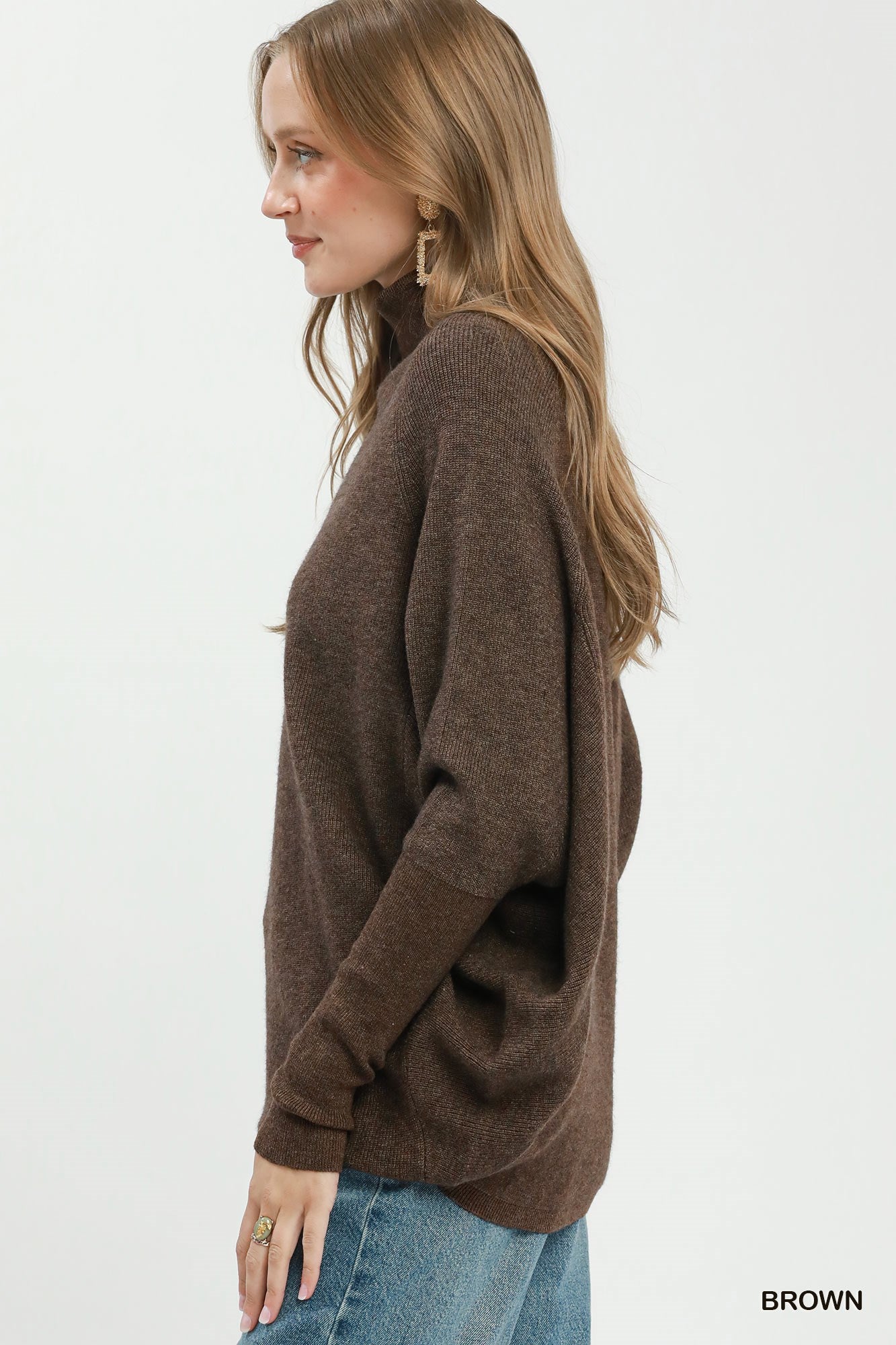 Soft Knit Turtle Neck Dolman Sweater Top