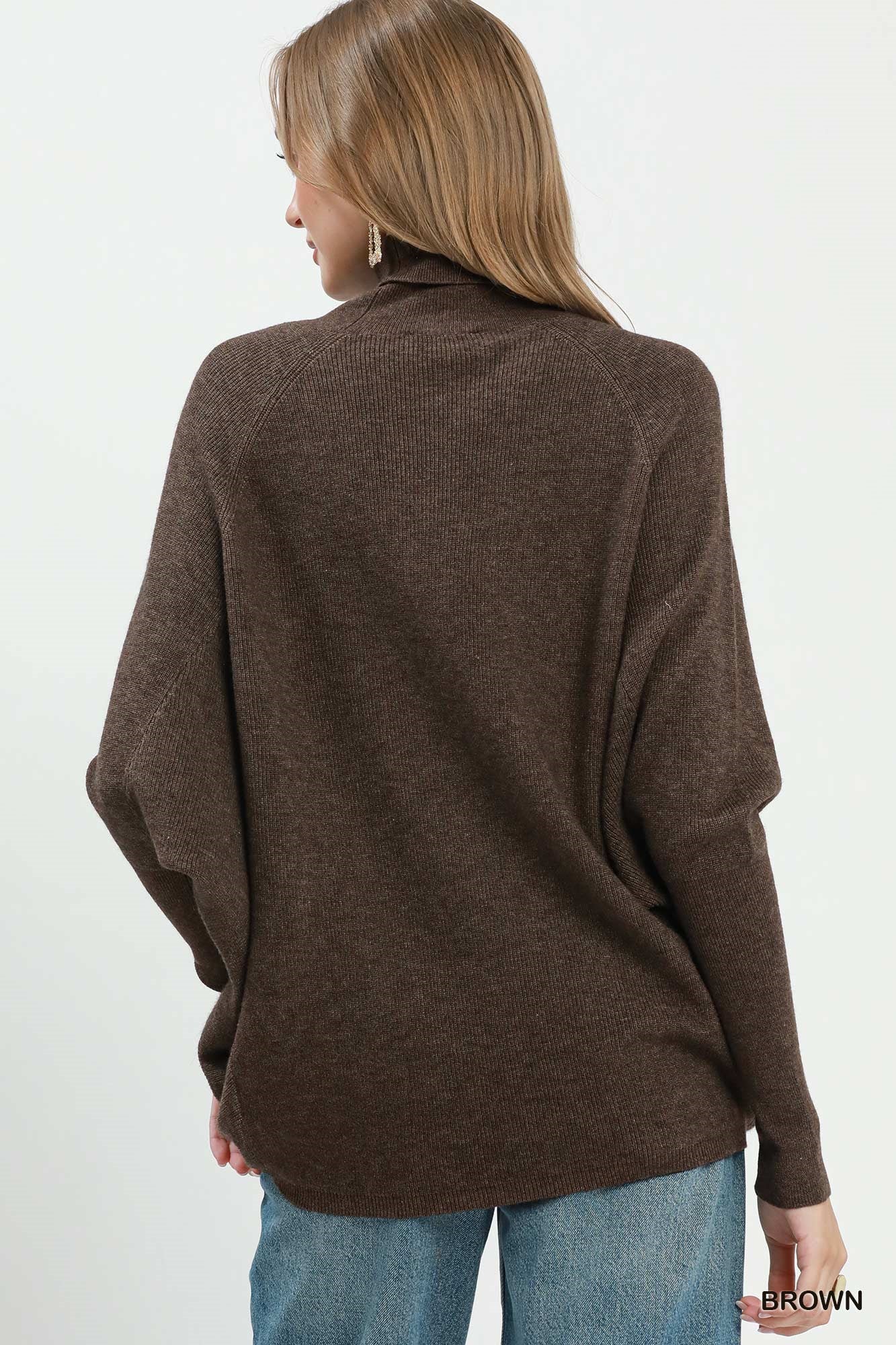Soft Knit Turtle Neck Dolman Sweater Top