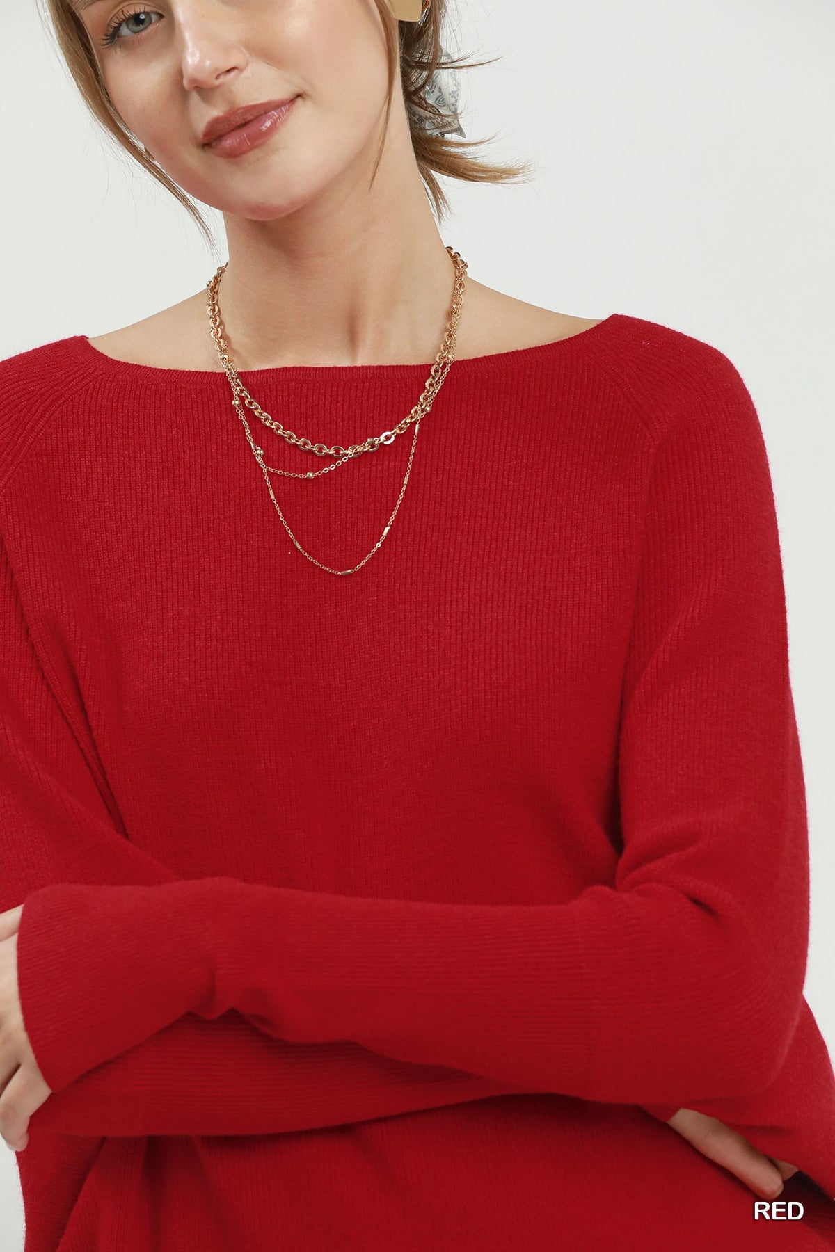 Boat Neck Knit Sweater Top