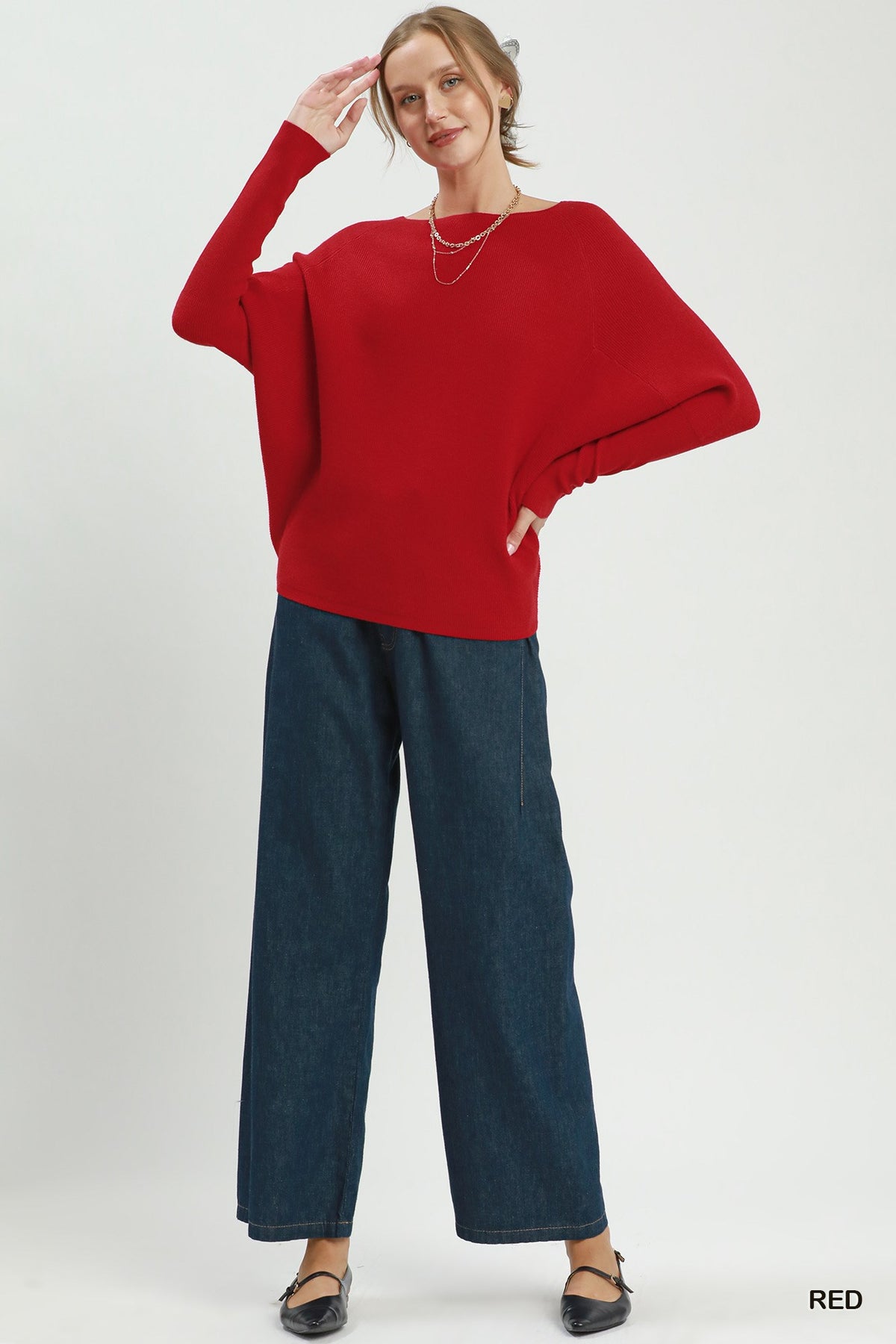 Boat Neck Knit Sweater Top