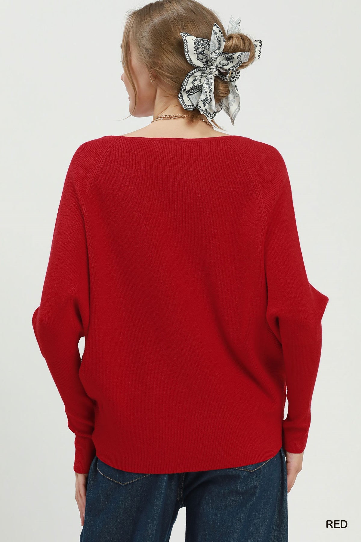 Boat Neck Knit Sweater Top