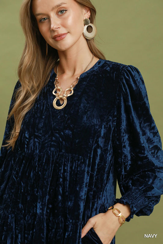 Velvet Tiered Midi Dress