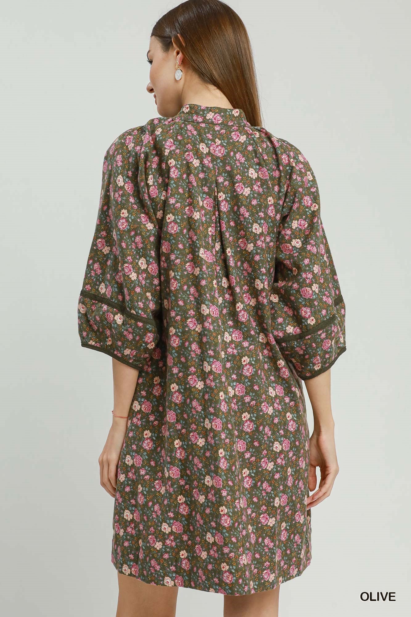 Floral Print Corduroy Mini Dress