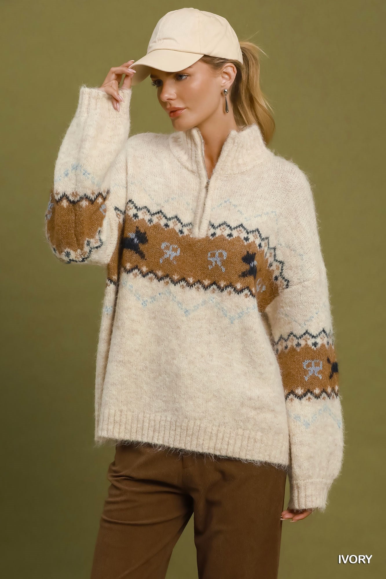 Quarter Zip Oversized Knit Sweater