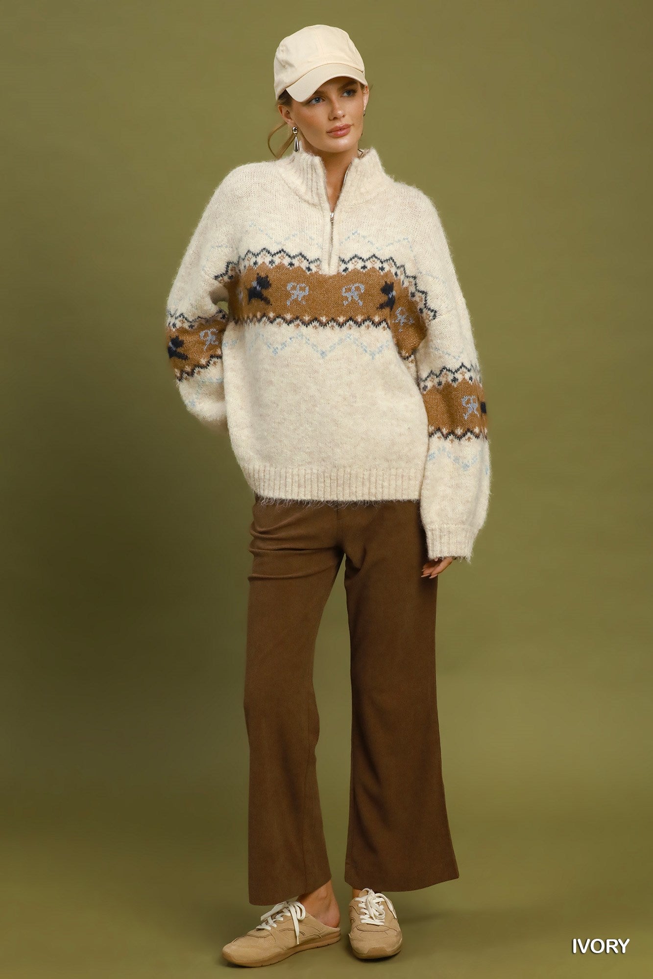 Quarter Zip Oversized Knit Sweater
