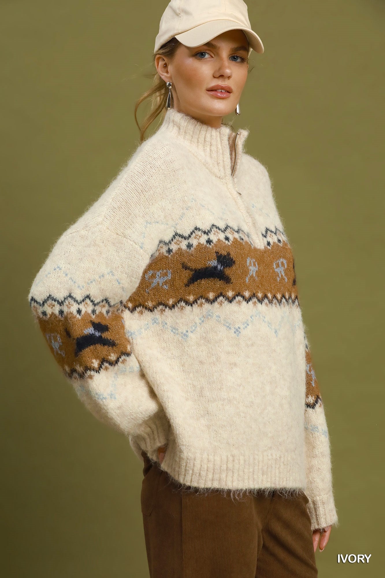 Quarter Zip Oversized Knit Sweater
