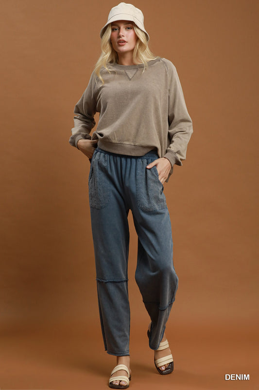 Mineral Wash Wide Leg Lounge Pants