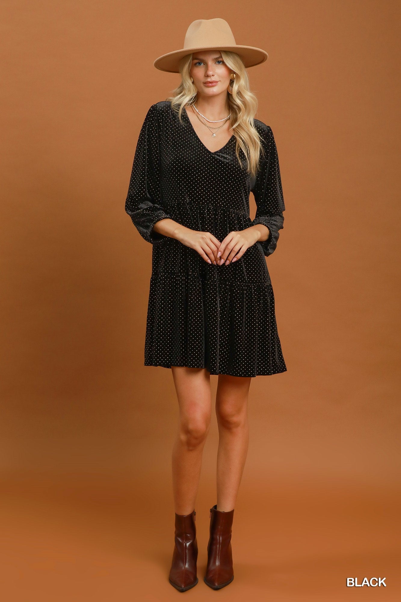 Velvet Tiered Mini Dress