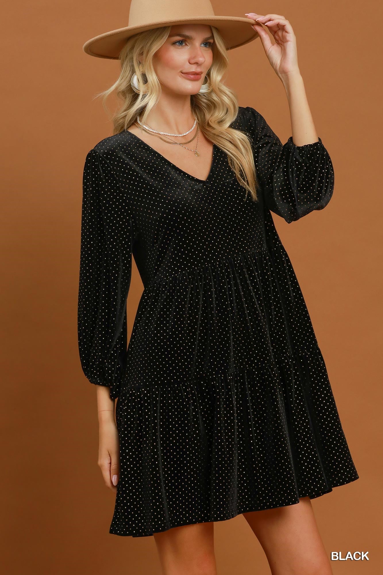 Velvet Tiered Mini Dress