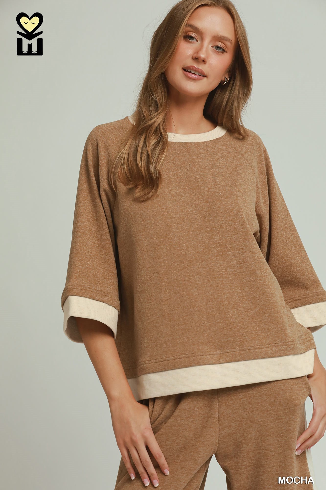 The DreamPlush Contrast Raglan Sleeve Top