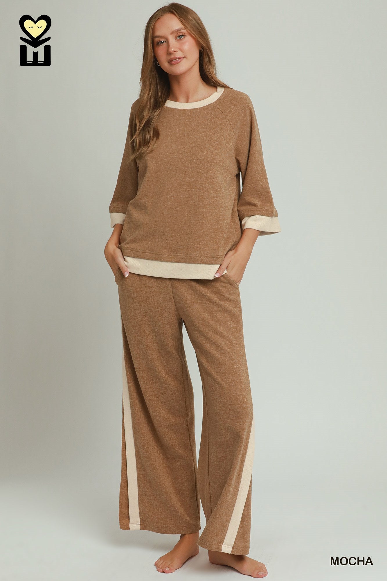 The DreamPlush Contrast Raglan Sleeve Top