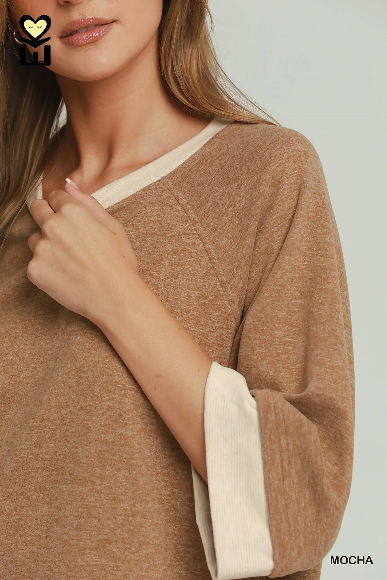 The DreamPlush Contrast Raglan Sleeve Top