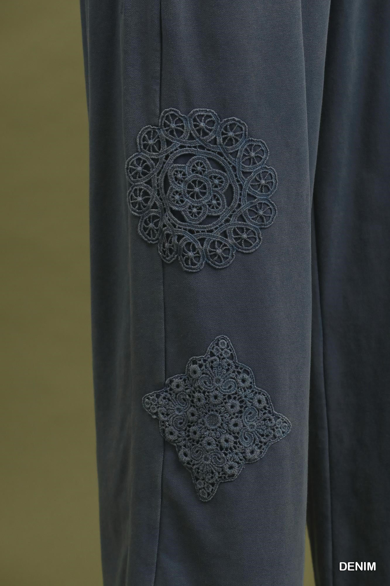 Mineral Wash Crochet Barrel Pants