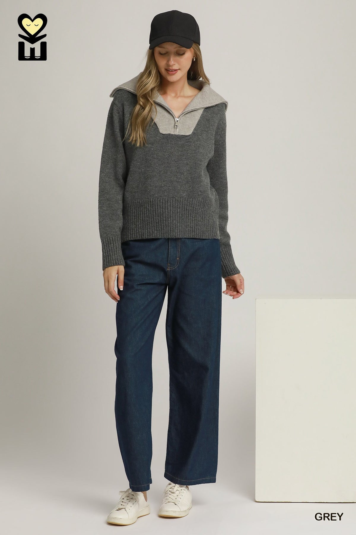 Colorblock Quarter Zip Sweater