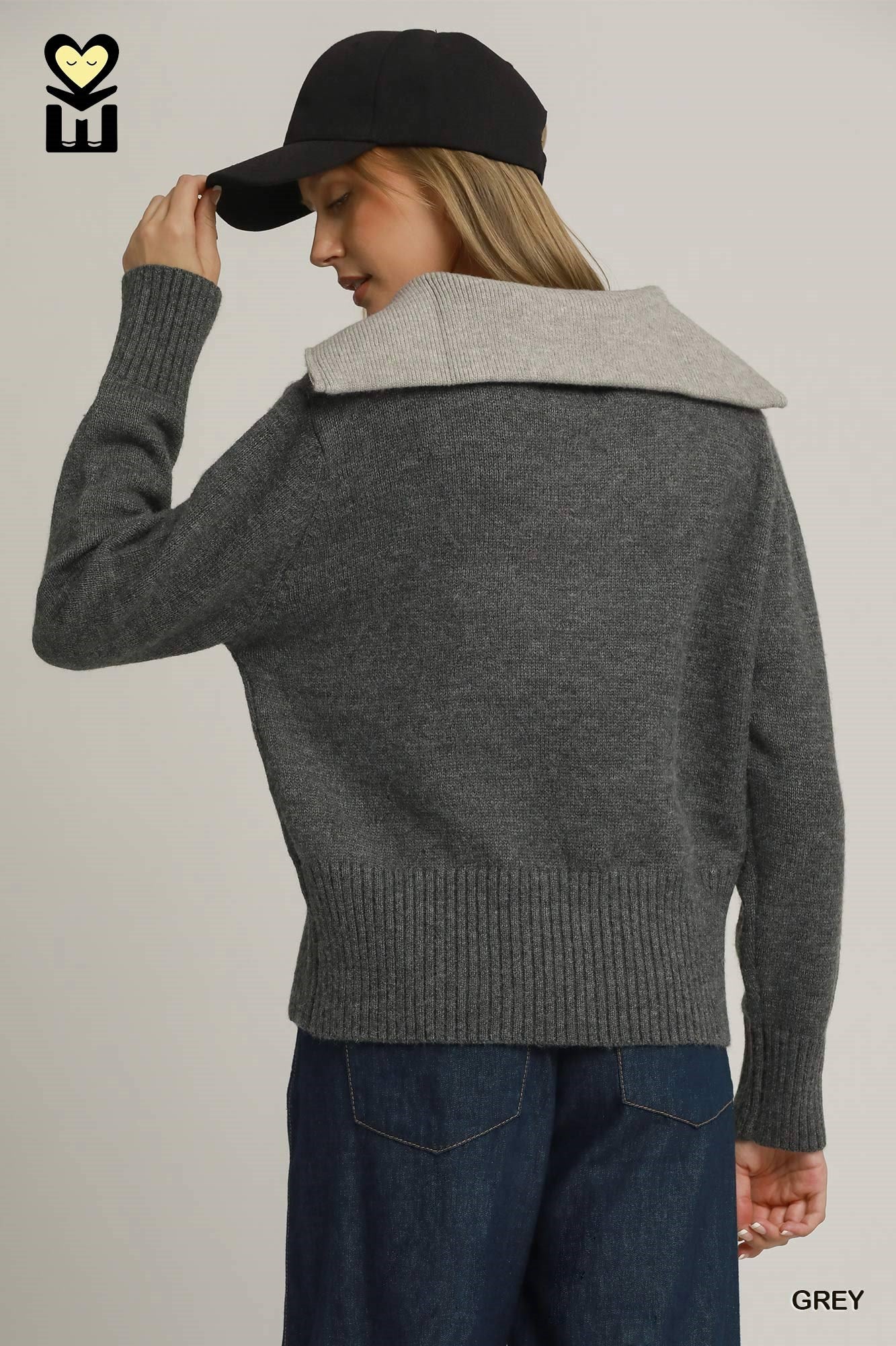 Colorblock Quarter Zip Sweater
