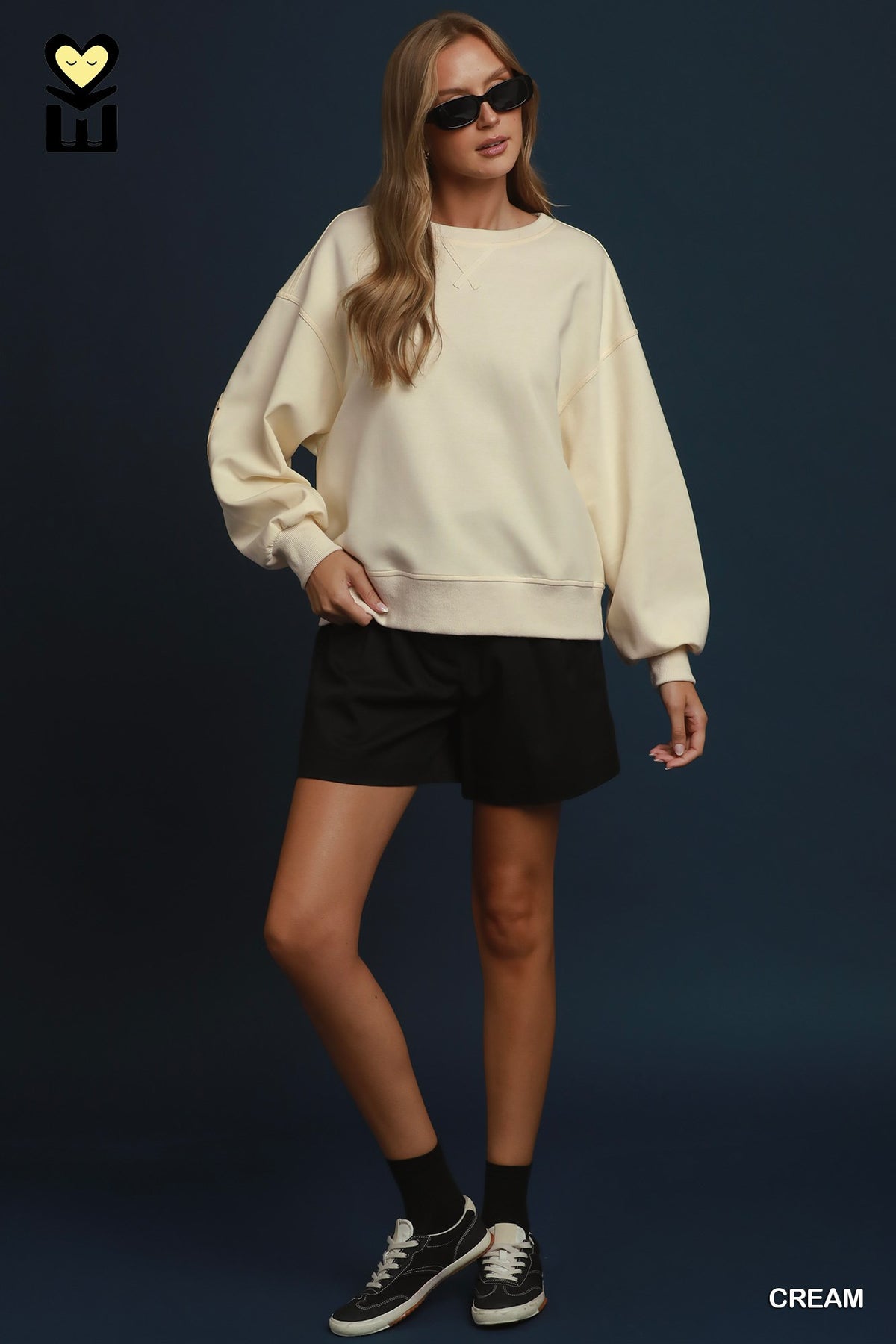 Luxe Cotton Dot Elbow Patch Pullover